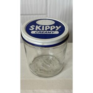 Vintage SKIPPY Peanut Butter  Creamy Glass Jar  With Embossed Bottom 1 Cup 3.5"H